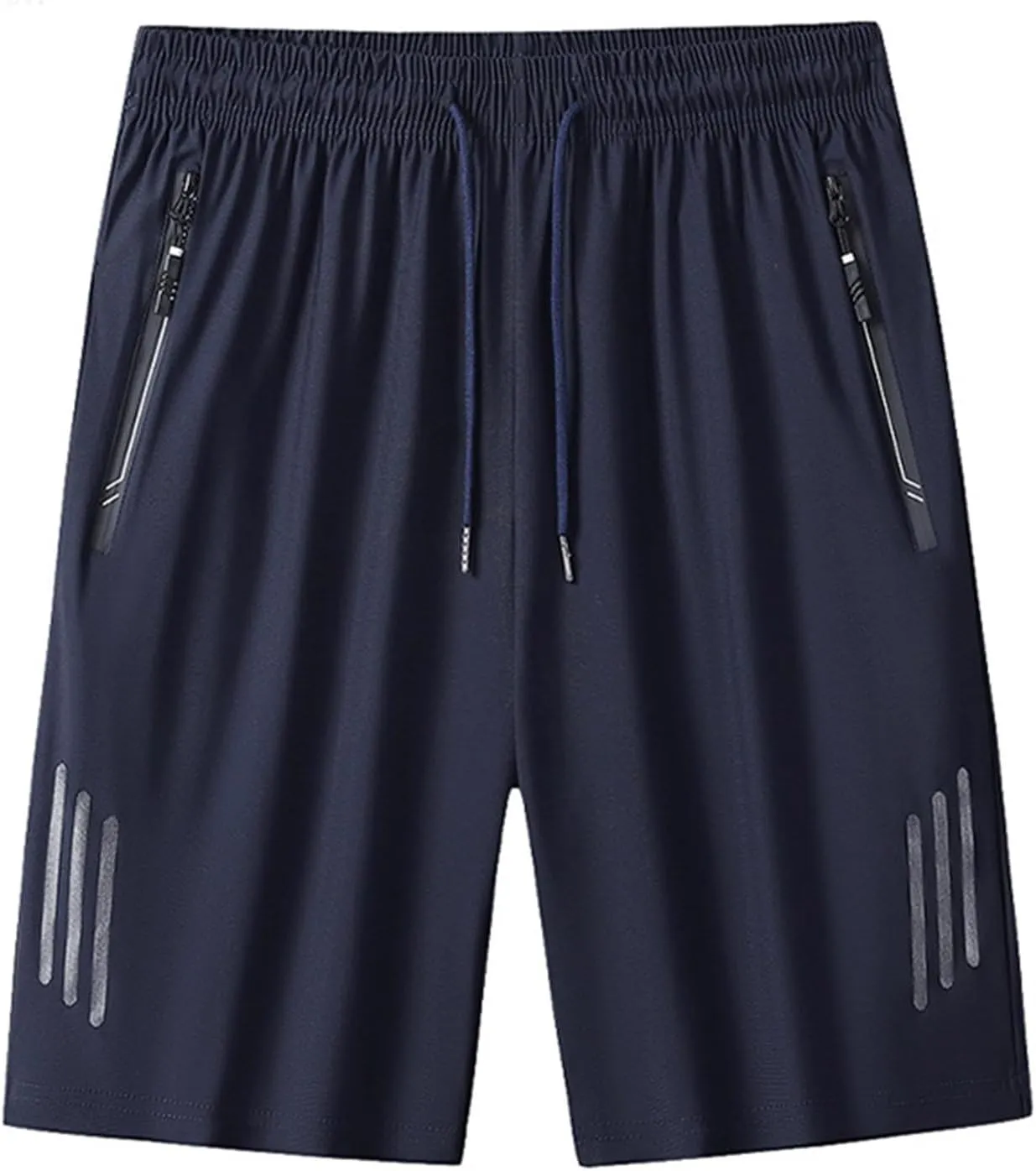 Mens Athletic Running Workout Shorts Quick Dry Elastic Waist Shorts Big Tall Loose Lightweight Shorts with Zip Pocket