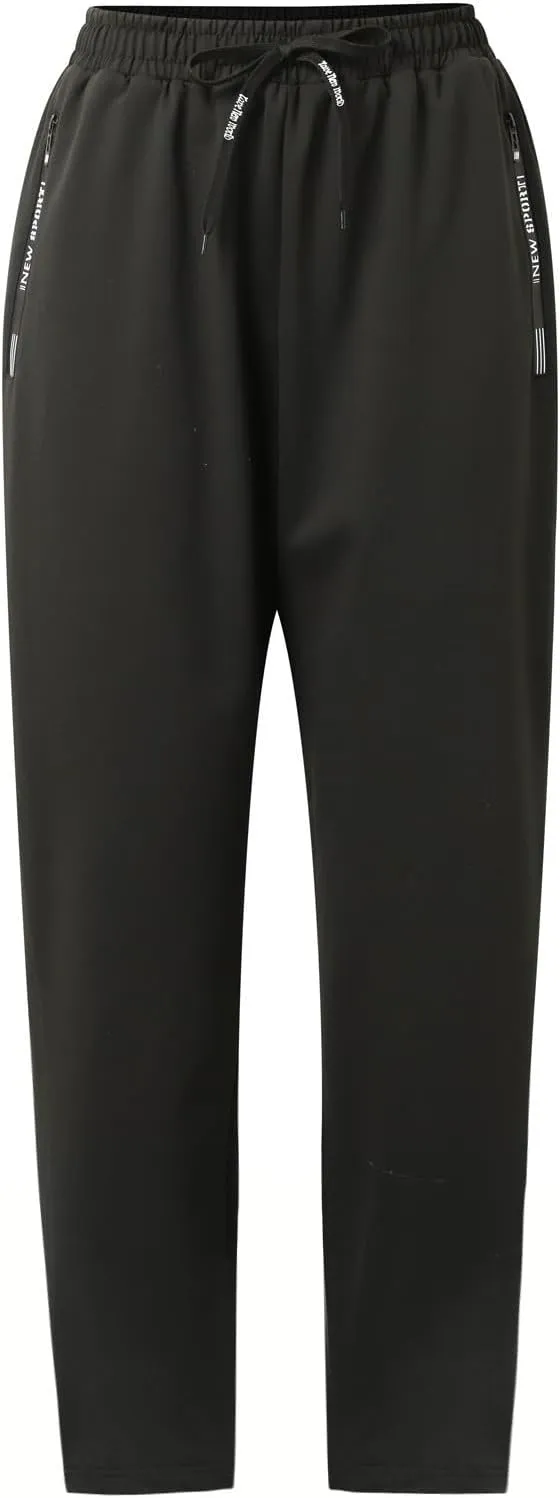 Mens Cargo Pants Casual Linen Stretchy Elastic Waist Pant Sweatpant Joggers Workout Running Gym