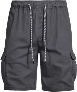 Men's Casual Cotton Cargo Shorts Relaxed Fit Ripstop Solid Color Classic Straight Leg Pants with Pockets