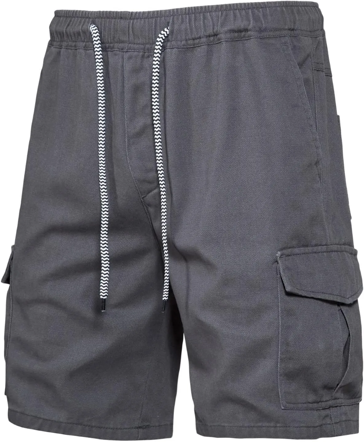 Men's Casual Cotton Cargo Shorts Relaxed Fit Ripstop Solid Color Classic Straight Leg Pants with Pockets