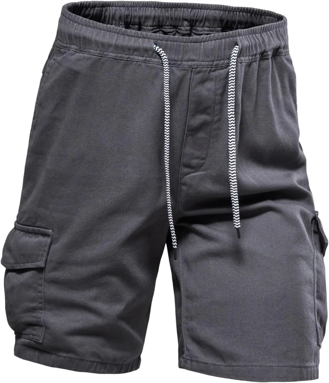 Men's Casual Cotton Cargo Shorts Relaxed Fit Ripstop Solid Color Classic Straight Leg Pants with Pockets