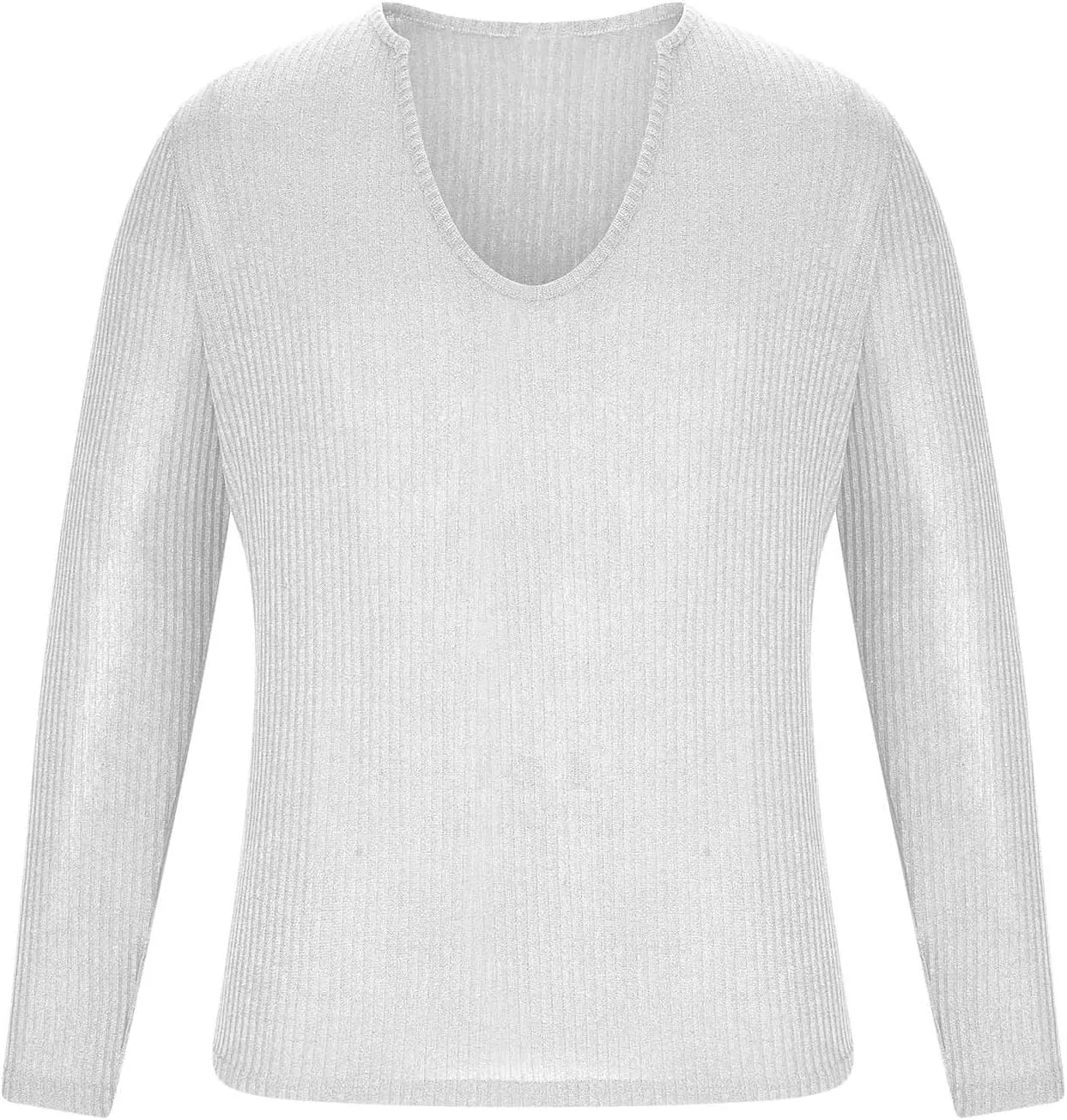 Men's Casual Slim Fit Deep V-Neck Pullover Long Sleeve Knitted Pullover Sweaters Top Lightweight Vintage Knitwear