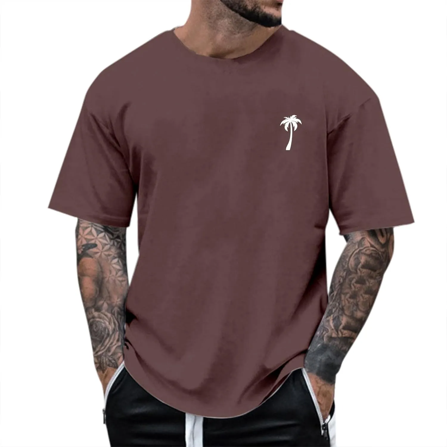 Men's Coconut Printed Graphic Tees Soft Lightweight Crew Neck Short Sleeve T-Shirts Casual Summer Streetwear