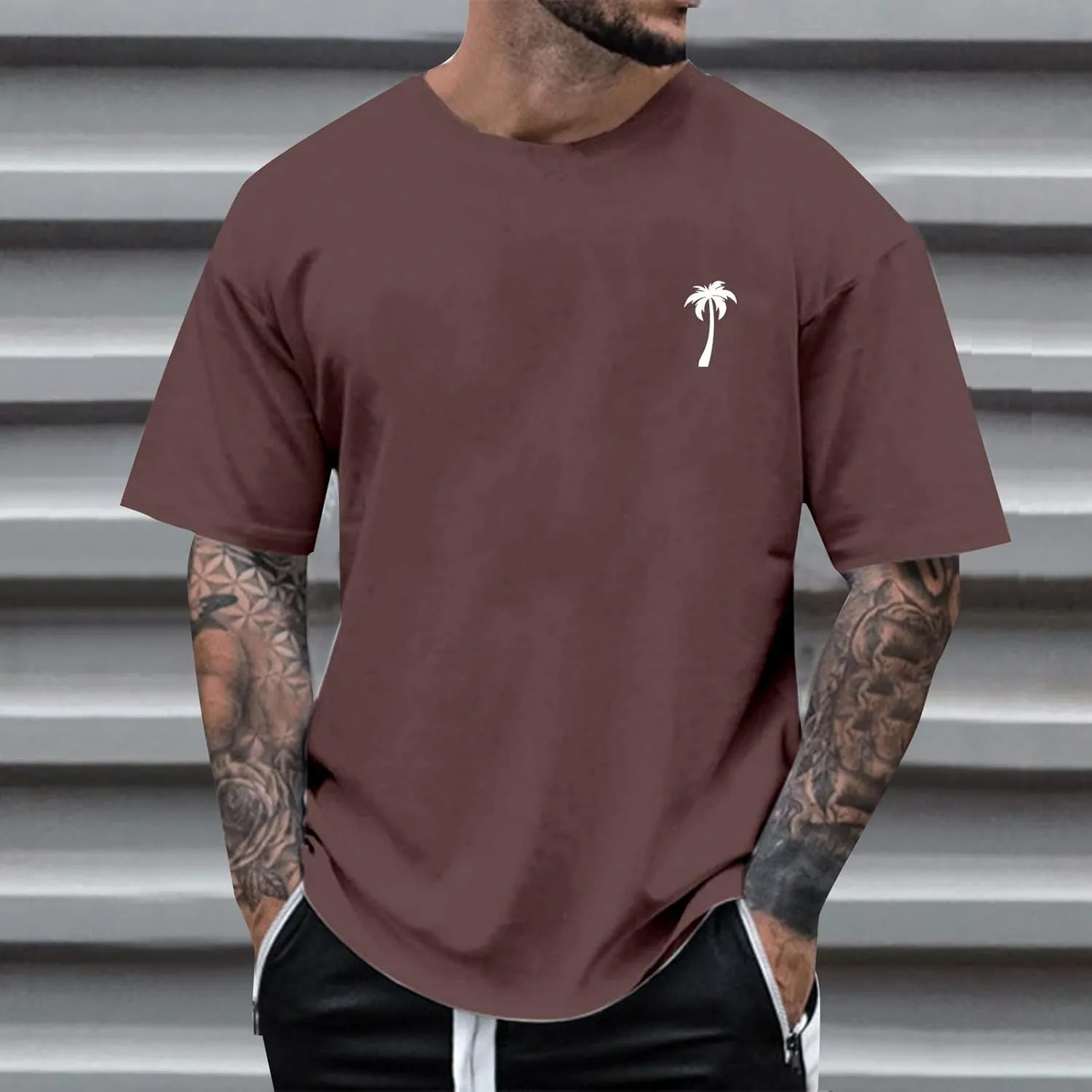 Men's Coconut Printed Graphic Tees Soft Lightweight Crew Neck Short Sleeve T-Shirts Casual Summer Streetwear