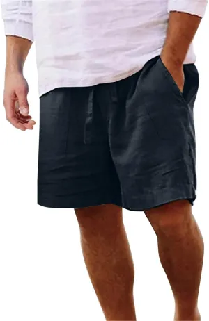Men's Cotton and Linen Casual Shorts Quick Dry Spring and Summer Cotton Linen Loose Plus Size Summer Beach Shorts