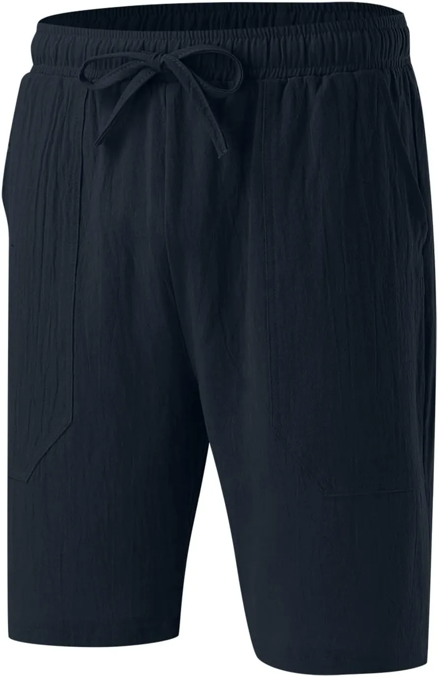 Men's Cotton and Linen Casual Shorts Quick Dry Spring and Summer Cotton Linen Loose Plus Size Summer Beach Shorts