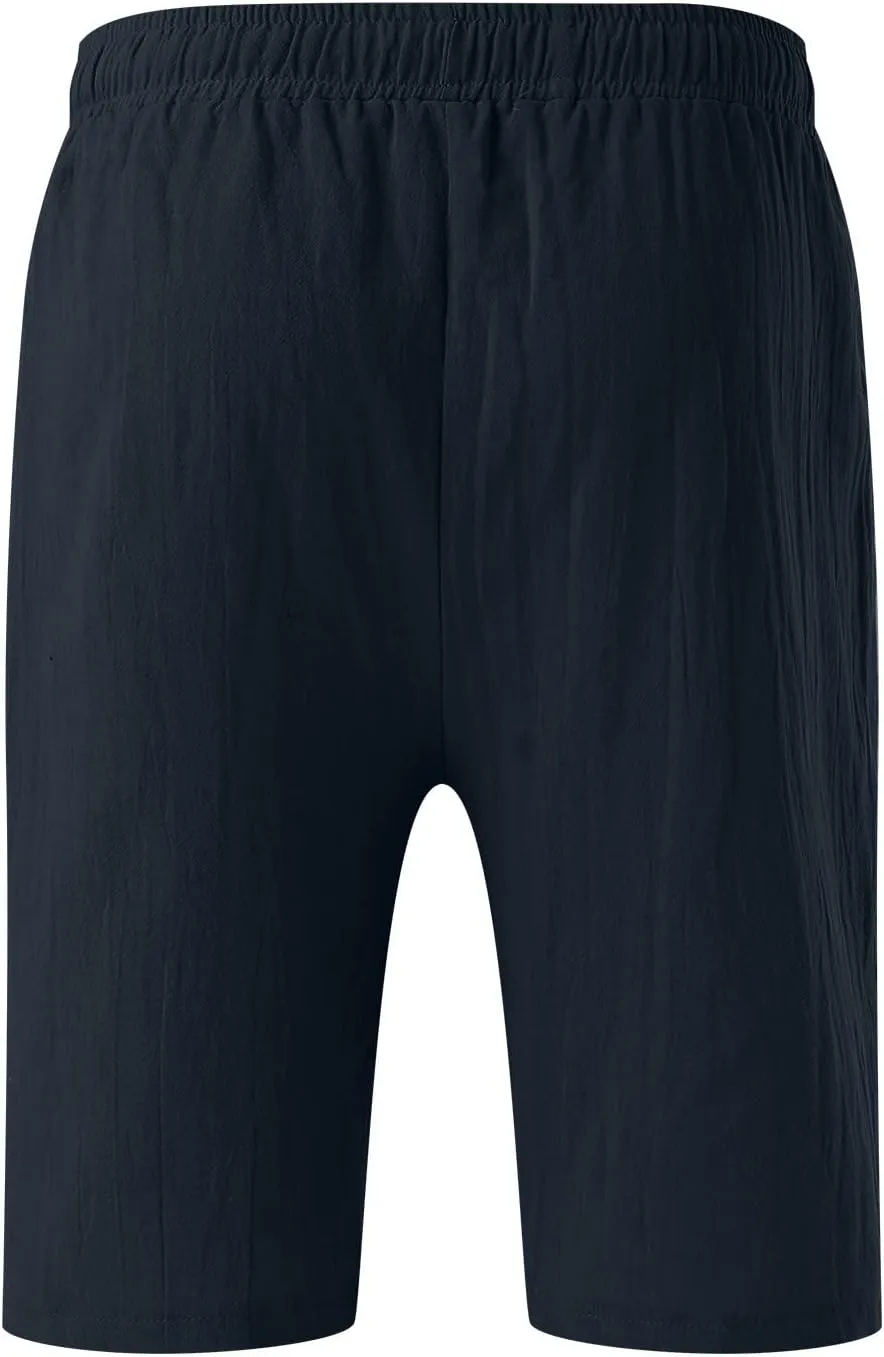 Men's Cotton and Linen Casual Shorts Quick Dry Spring and Summer Cotton Linen Loose Plus Size Summer Beach Shorts