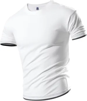 Men's Cotton T-Shirts Sport Quick Dry Lightweight Workout Running Shirts Muscle Fit Short Sleeve Bodybuilding Gym Tees