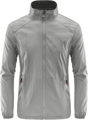Mens Cycling Rain Jacket Outdoor Lightweight Waterproof Packable Soft Shell Windbreaker Jacket for Hiking Golf Running