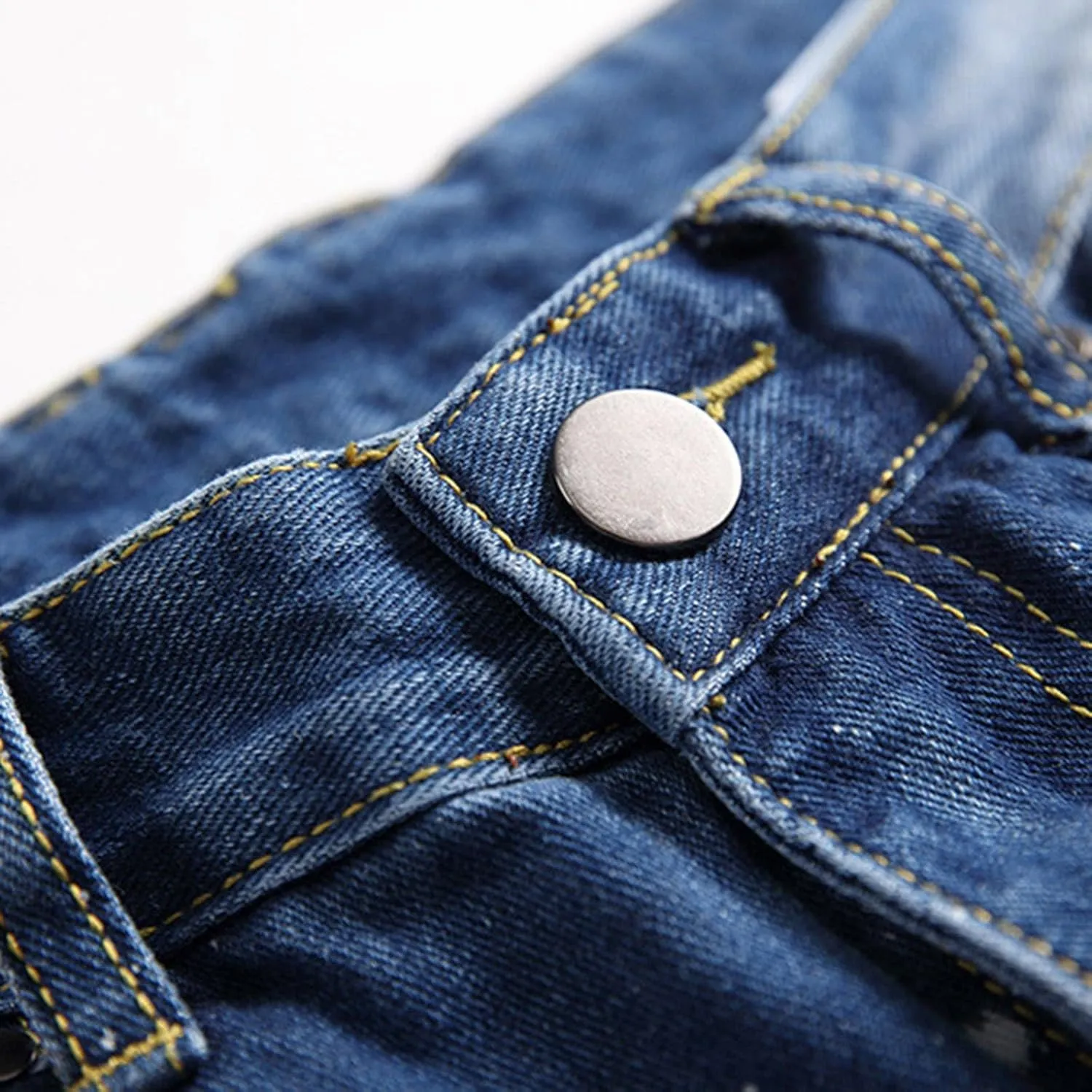 Mens Denim Shorts Ripped Jean Short Distressed Straight Fit Denim Shorts Casual Ripped Summer Denim Short Pants with Pockets