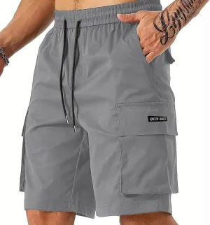 Mens Elastic Waist Shorts Casual Summer Knee Length Cargo Shorts with Pockets Lightweight Outdoor Hiking Work Shorts