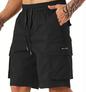 Mens Elastic Waist Shorts Casual Summer Knee Length Cargo Shorts with Pockets Lightweight Outdoor Hiking Work Shorts
