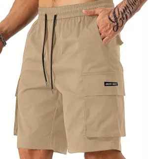 Mens Elastic Waist Shorts Casual Summer Knee Length Cargo Shorts with Pockets Lightweight Outdoor Hiking Work Shorts