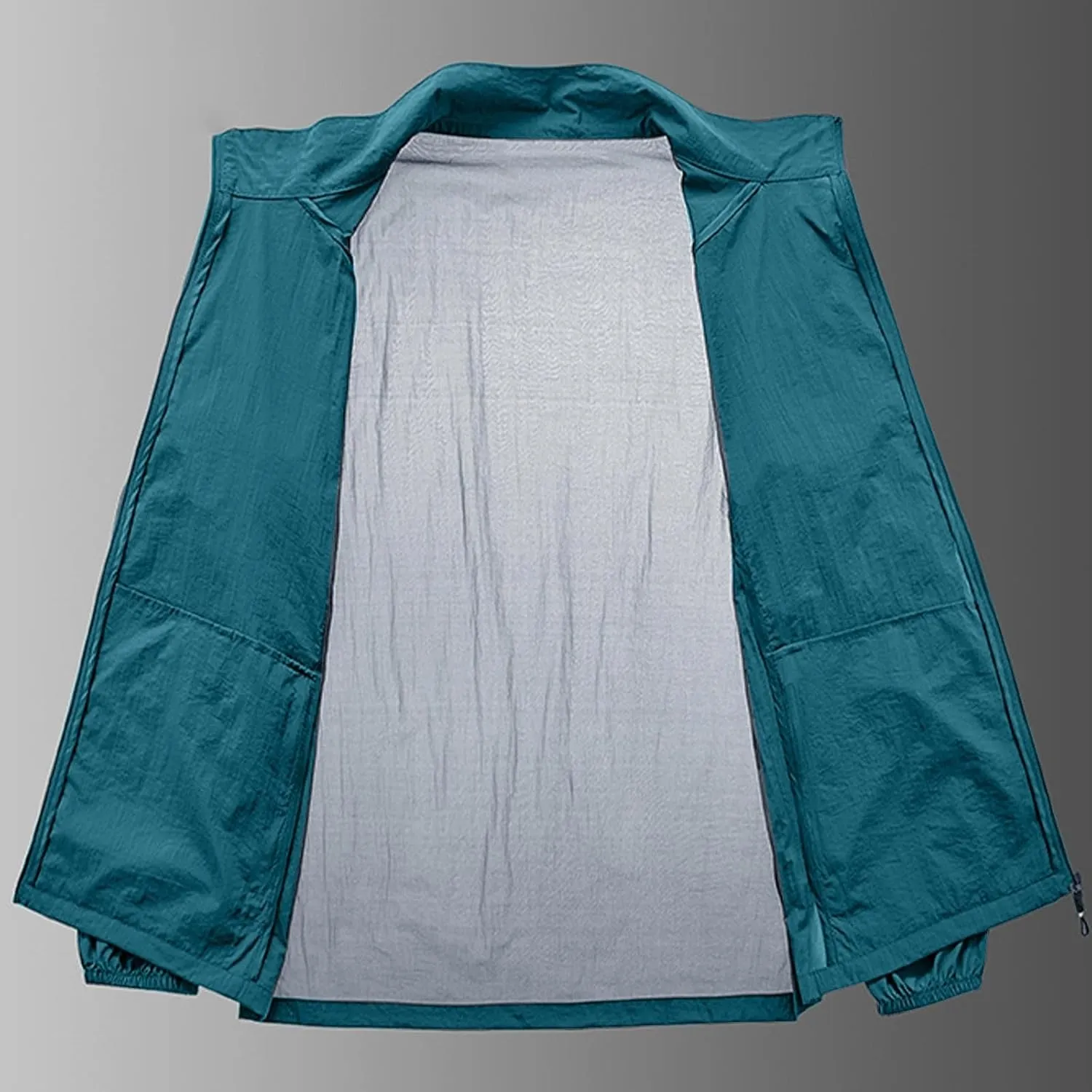 Mens Full Zip Lightweight UPF 50  Jackets Long Sleeve Performance Breathable Sun Protection Fishing Hiking Shirts