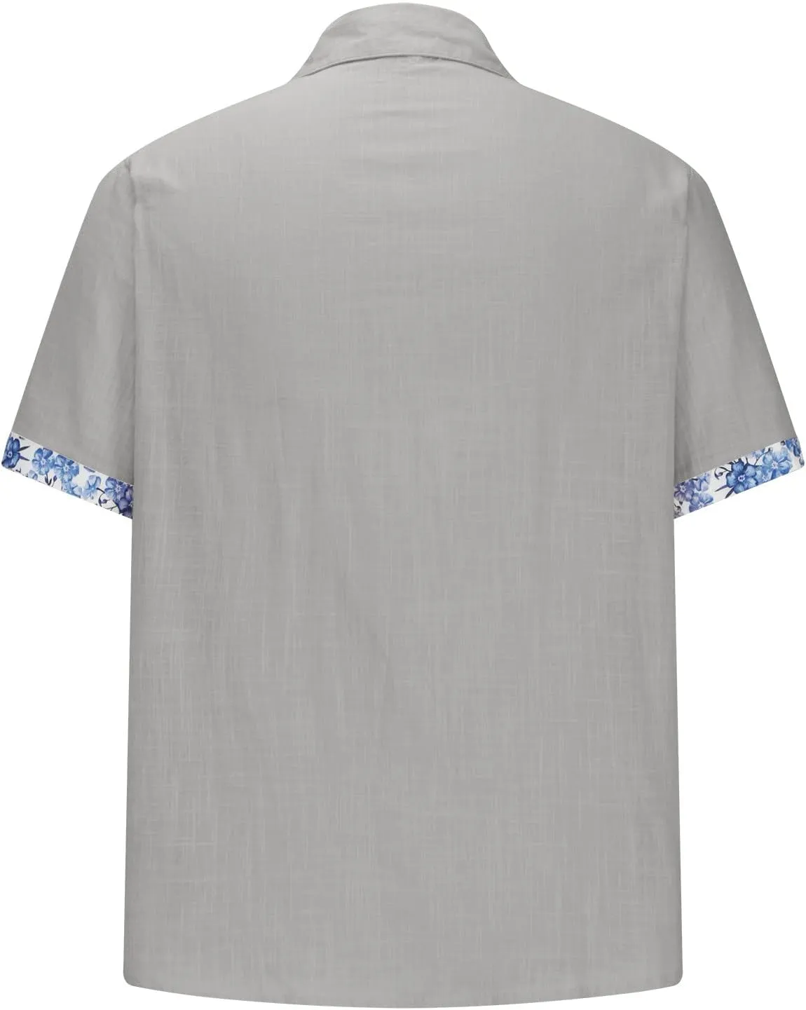 Mens Hawaiian Shirts Short Sleeve Cotton Linen Button Down Shirt Summer Causal Loose Floral Patchwork Shirt 2023