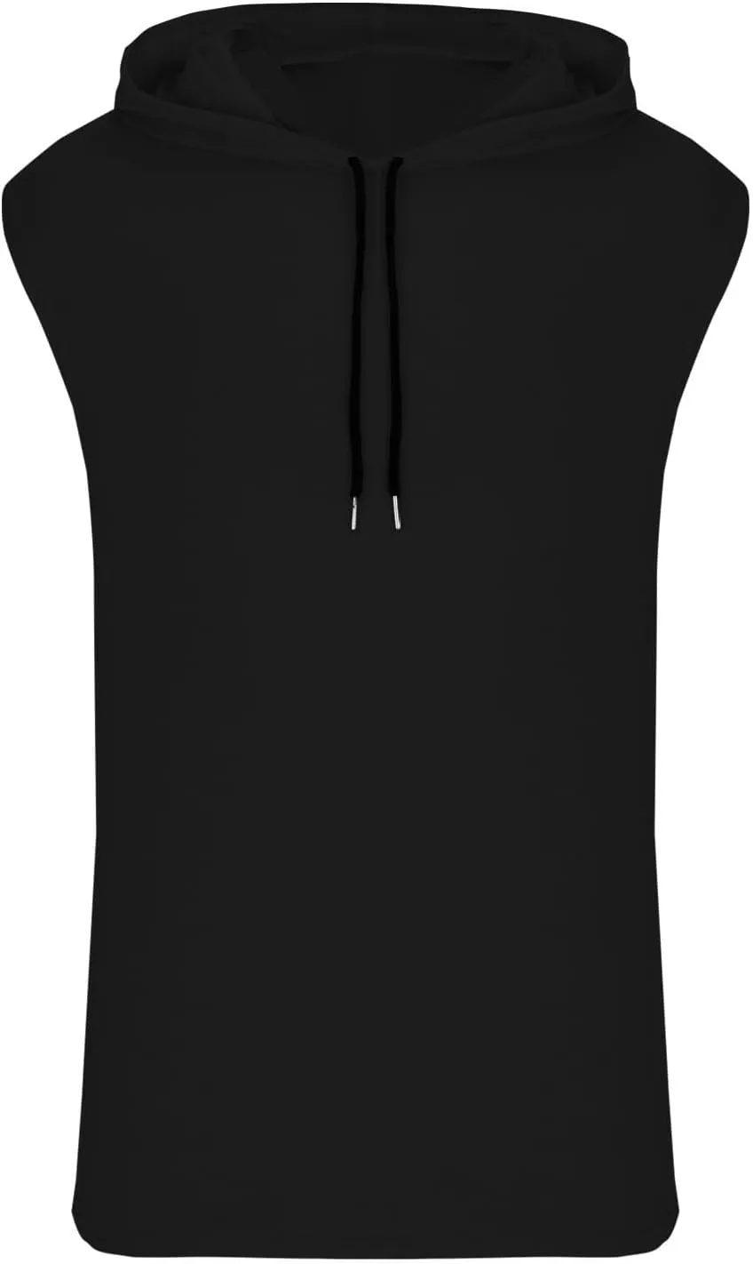 Mens Hooded Tank Tops Sleeveless Gym Hoodies Workout Cut Off Muscle Shirts Lightweight Casual Athletic Relax T-Shirts