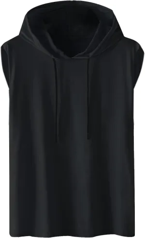 Mens Hooded Tank Tops Sleeveless Gym Hoodies Workout Cut Off Muscle Shirts Lightweight Casual Athletic Relax T-Shirts