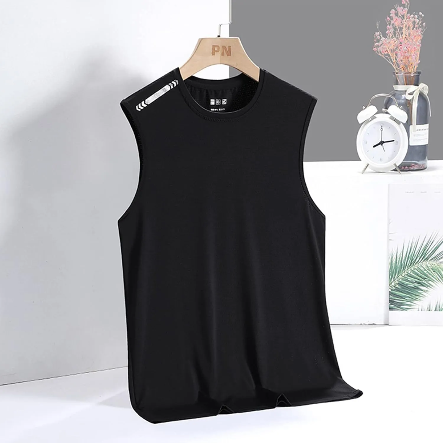 Men's Lightweight Cotton Tank Undershirts Hooded Tank Top Breathable Sleeveless Vest Fashion Casual Vest
