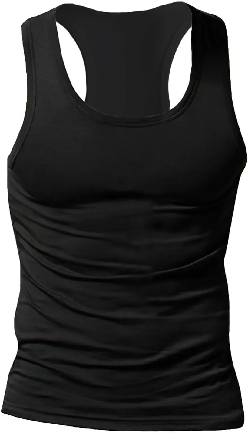 Men's Lightweight Cotton Tank Undershirts Hooded Tank Top Breathable Sleeveless Vest Fashion Casual Vest