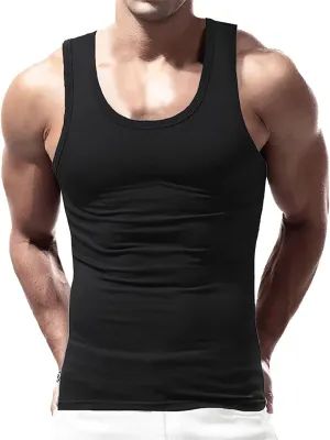 Men's Lightweight Cotton Tank Undershirts Hooded Tank Top Breathable Sleeveless Vest Fashion Casual Vest
