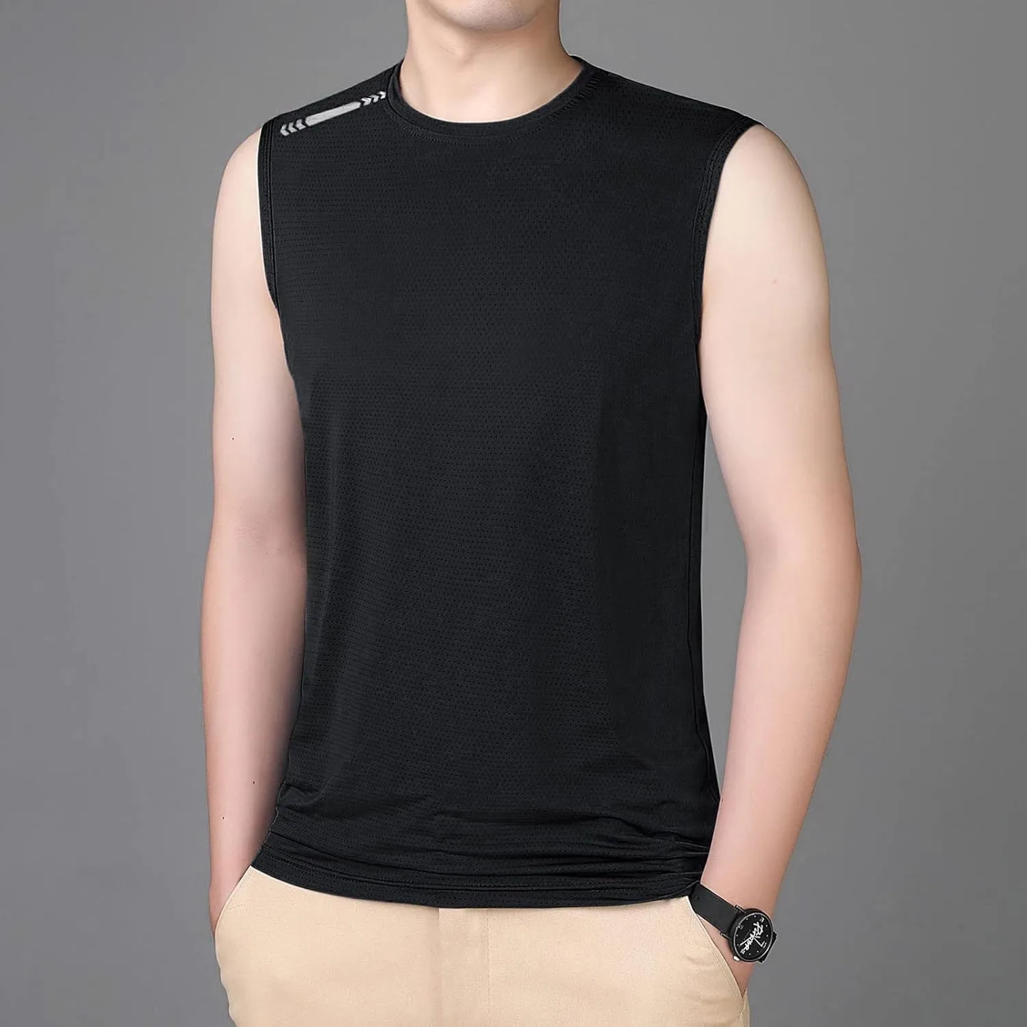Men's Lightweight Cotton Tank Undershirts Hooded Tank Top Breathable Sleeveless Vest Fashion Casual Vest