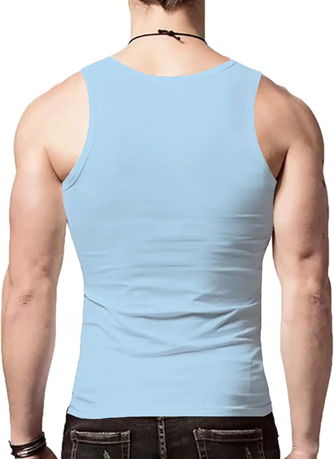 Men's Lightweight Cotton Tank Undershirts Hooded Tank Top Breathable Sleeveless Vest Fashion Casual Vest