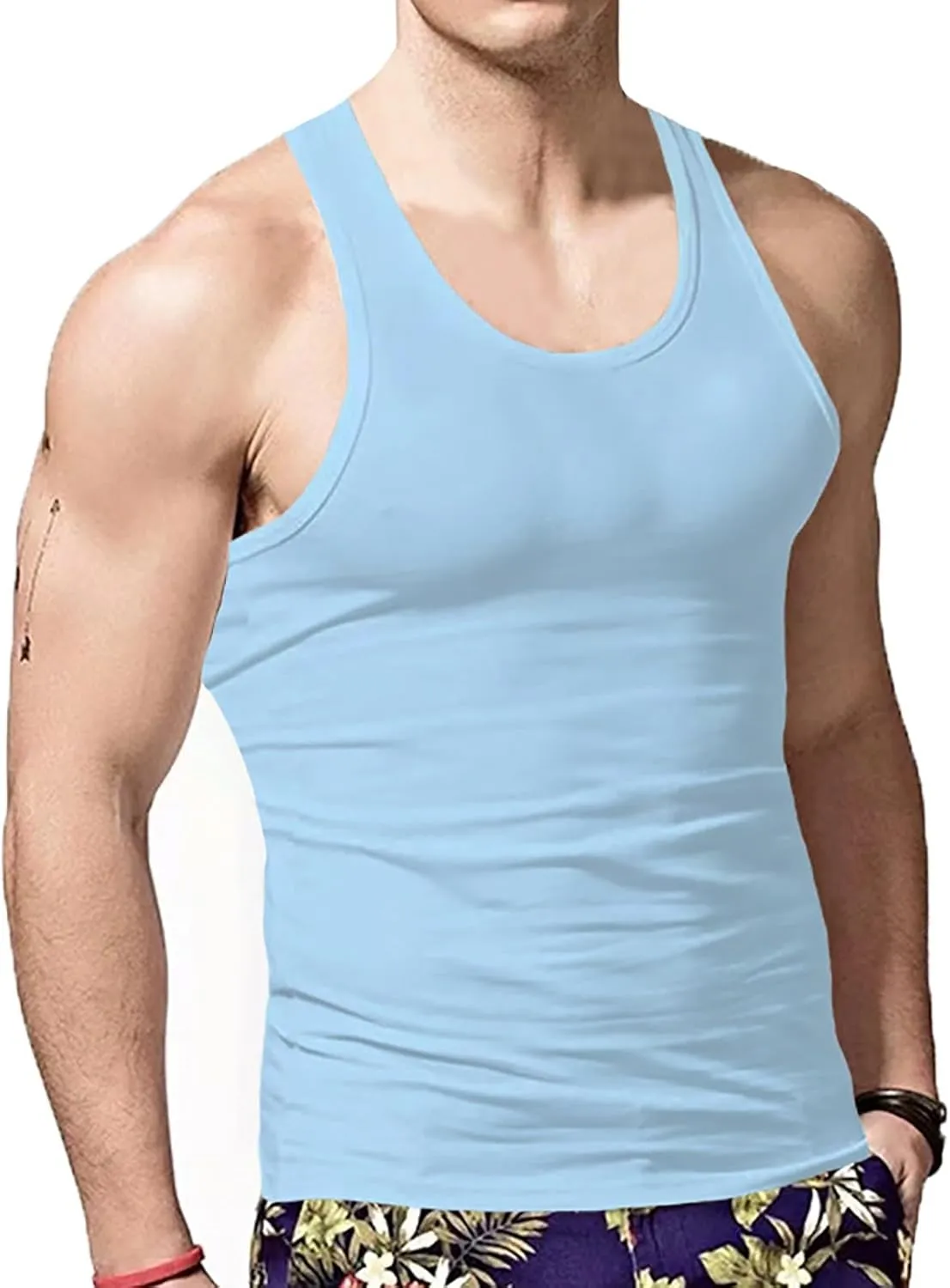 Men's Lightweight Cotton Tank Undershirts Hooded Tank Top Breathable Sleeveless Vest Fashion Casual Vest