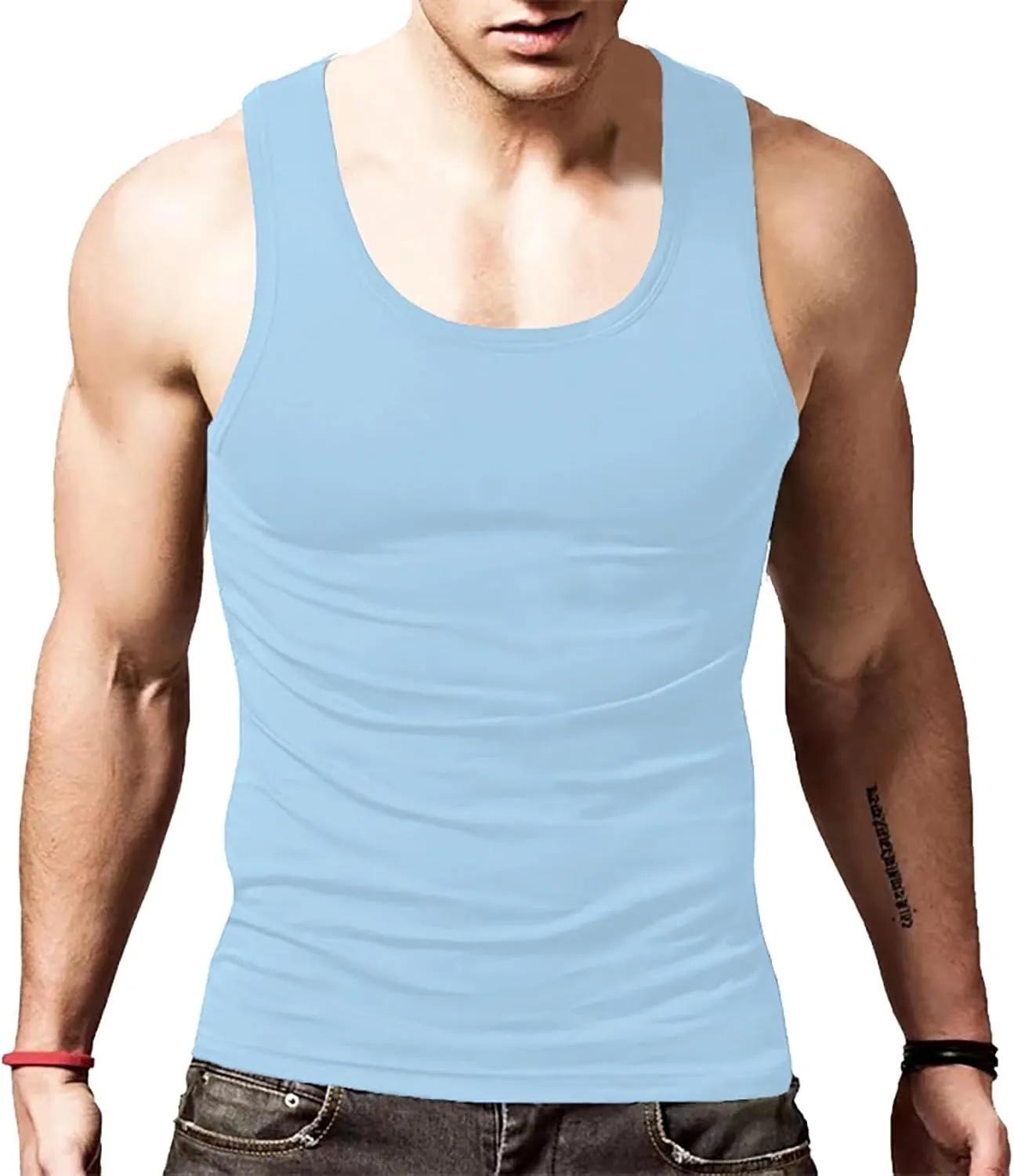 Men's Lightweight Cotton Tank Undershirts Hooded Tank Top Breathable Sleeveless Vest Fashion Casual Vest