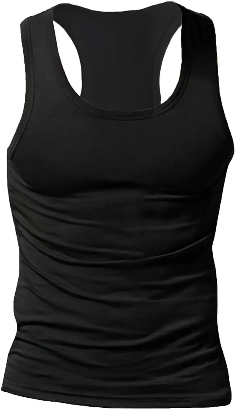 Men's Lightweight Cotton Tank Undershirts Hooded Tank Top Breathable Sleeveless Vest Fashion Casual Vest