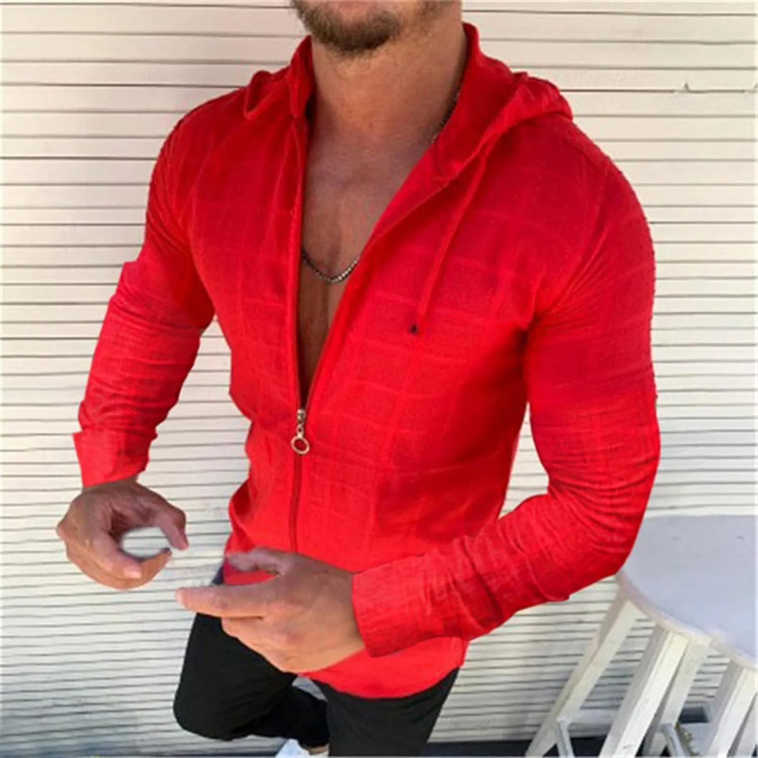 Mens Lightweight Summer Shirts Hooded Sweatshirts Zip Up Solid Spring Casual Long Sleeve Shirt Tops for Men