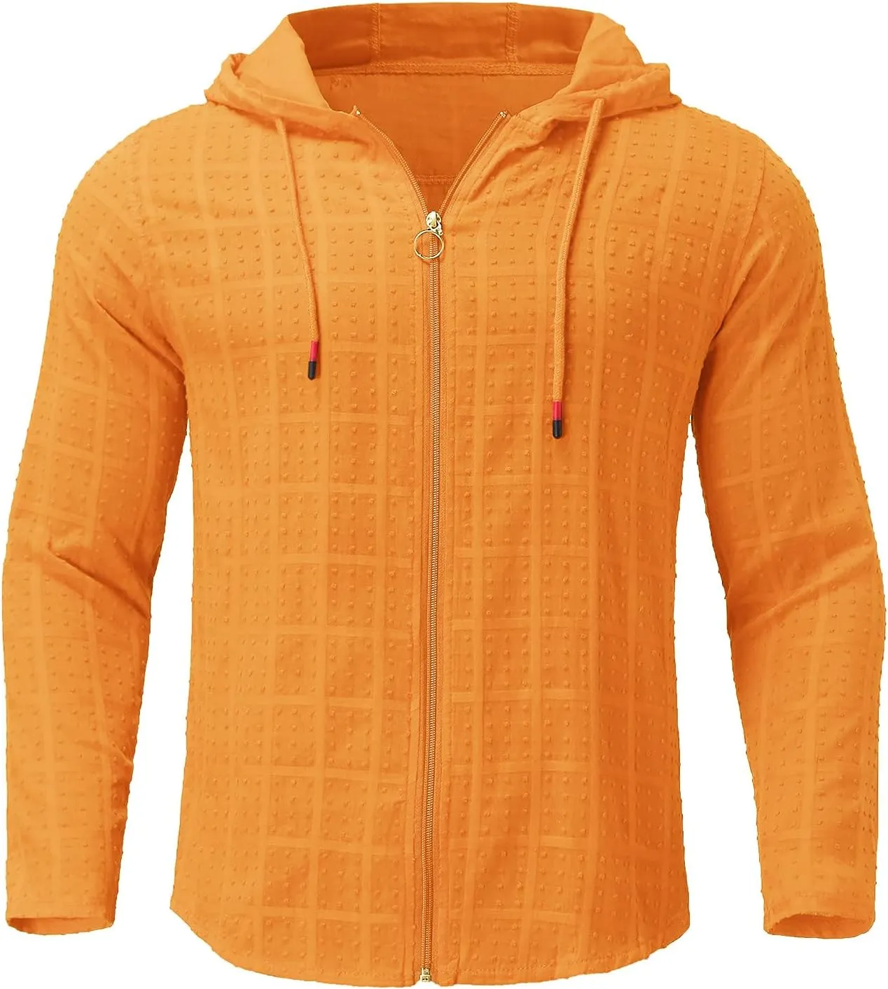 Mens Lightweight Summer Shirts Hooded Sweatshirts Zip Up Solid Spring Casual Long Sleeve Shirt Tops for Men