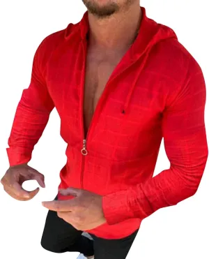 Mens Lightweight Summer Shirts Hooded Sweatshirts Zip Up Solid Spring Casual Long Sleeve Shirt Tops for Men