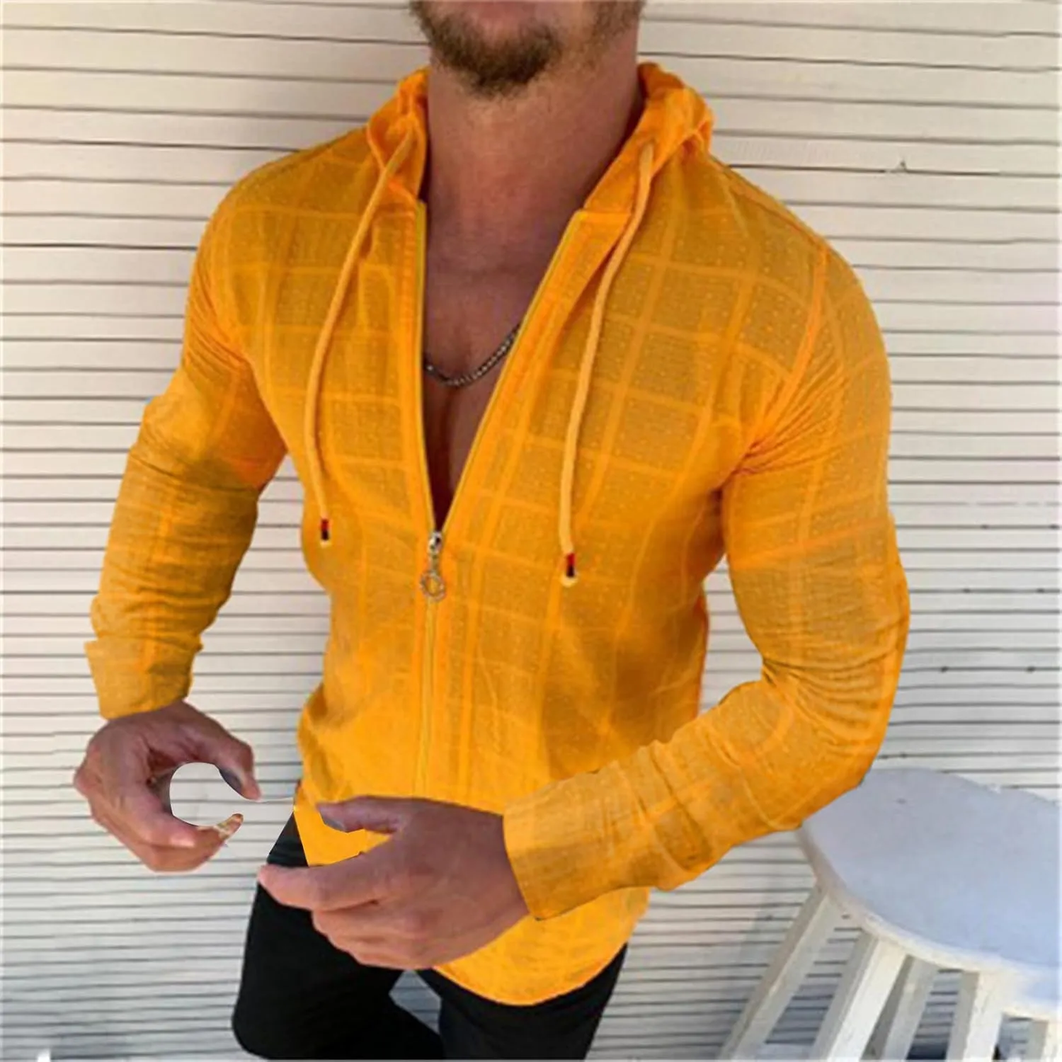 Mens Lightweight Summer Shirts Hooded Sweatshirts Zip Up Solid Spring Casual Long Sleeve Shirt Tops for Men