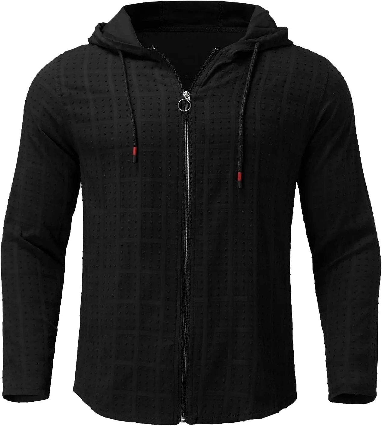Mens Lightweight Summer Shirts Hooded Sweatshirts Zip Up Solid Spring Casual Long Sleeve Shirt Tops for Men
