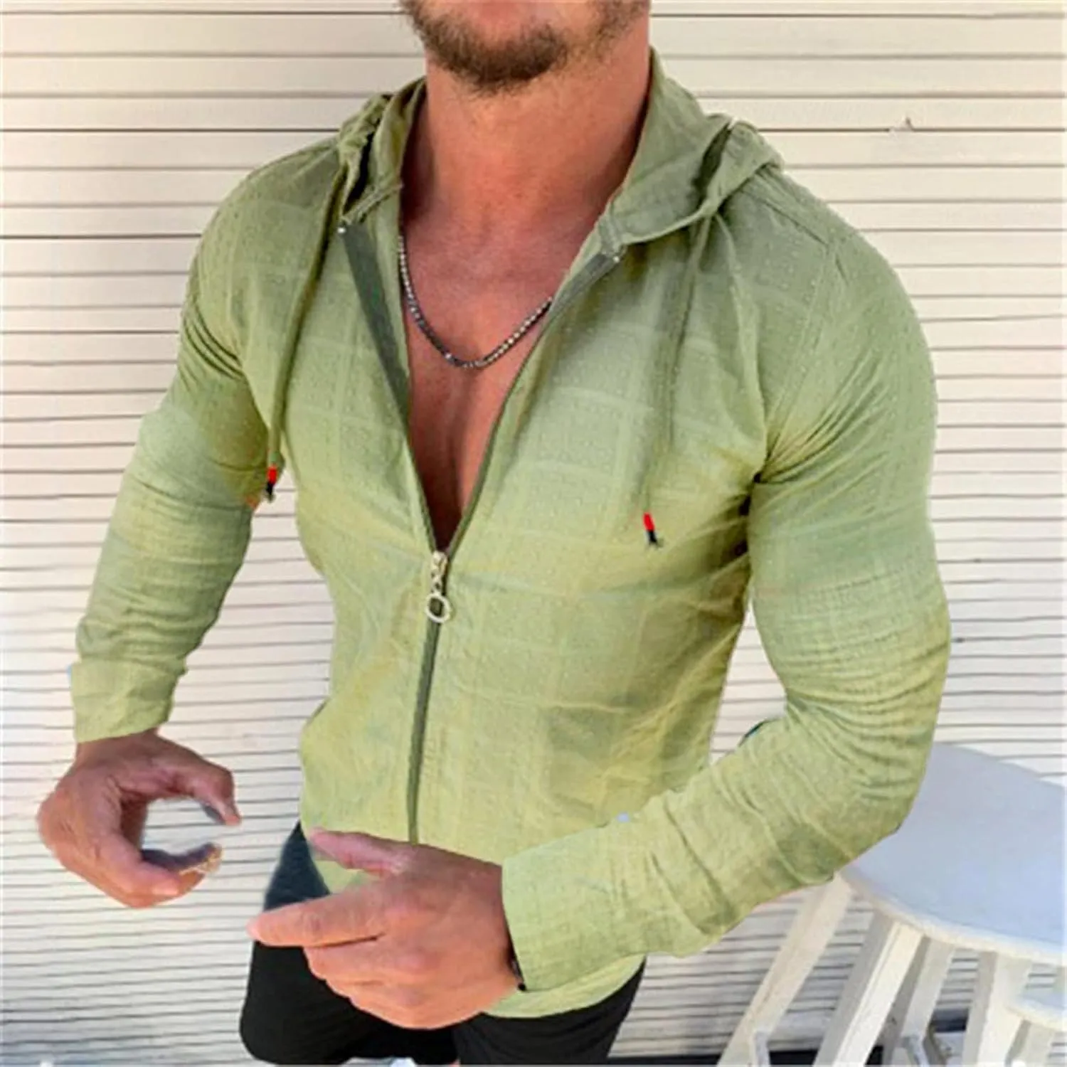 Mens Lightweight Summer Shirts Hooded Sweatshirts Zip Up Solid Spring Casual Long Sleeve Shirt Tops for Men