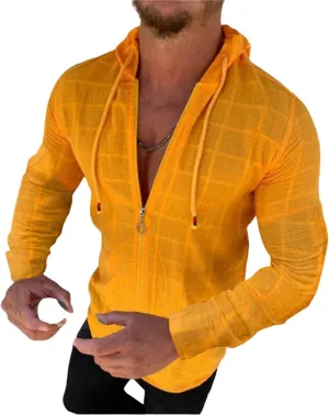Mens Lightweight Summer Shirts Hooded Sweatshirts Zip Up Solid Spring Casual Long Sleeve Shirt Tops for Men