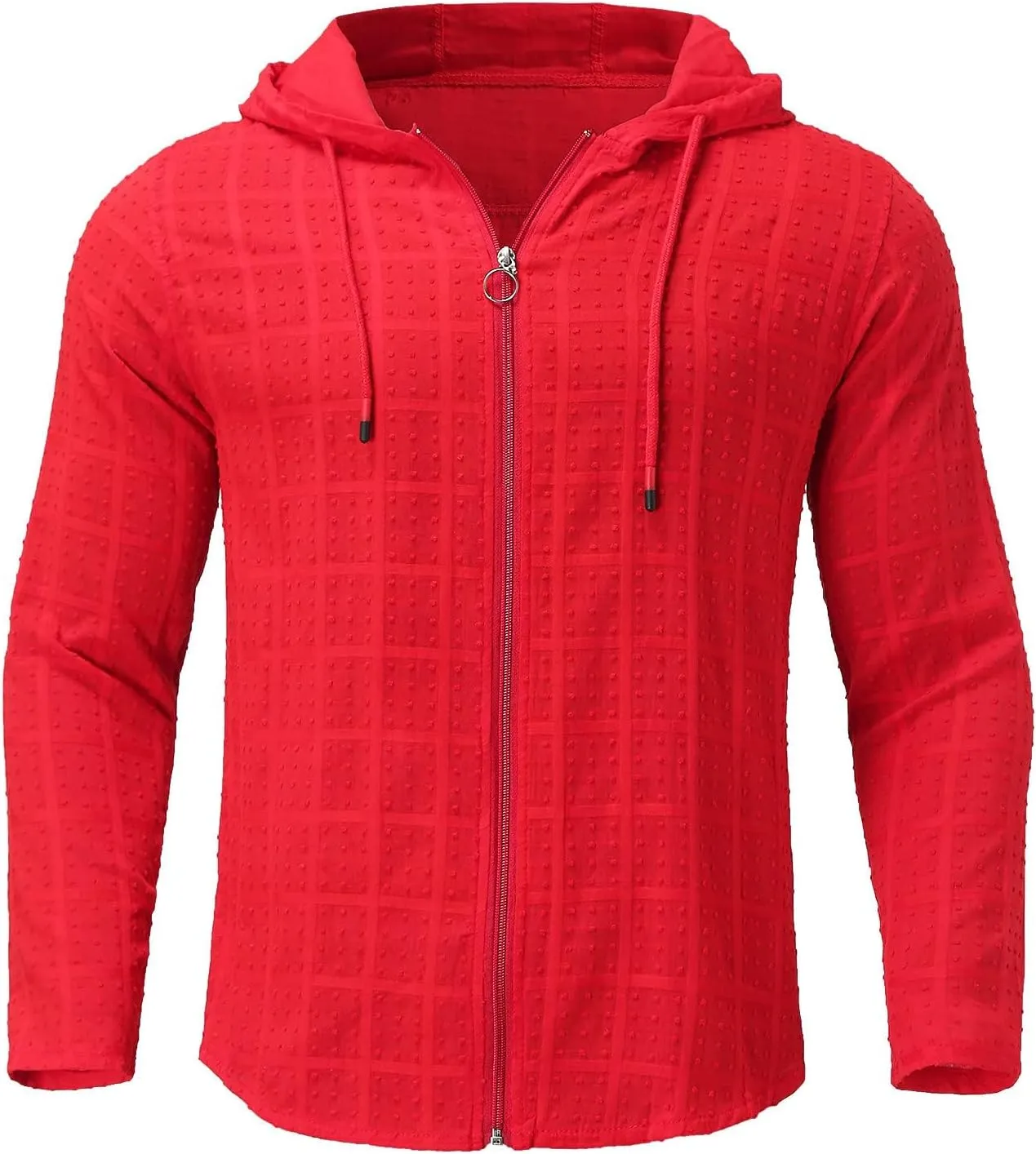 Mens Lightweight Summer Shirts Hooded Sweatshirts Zip Up Solid Spring Casual Long Sleeve Shirt Tops for Men