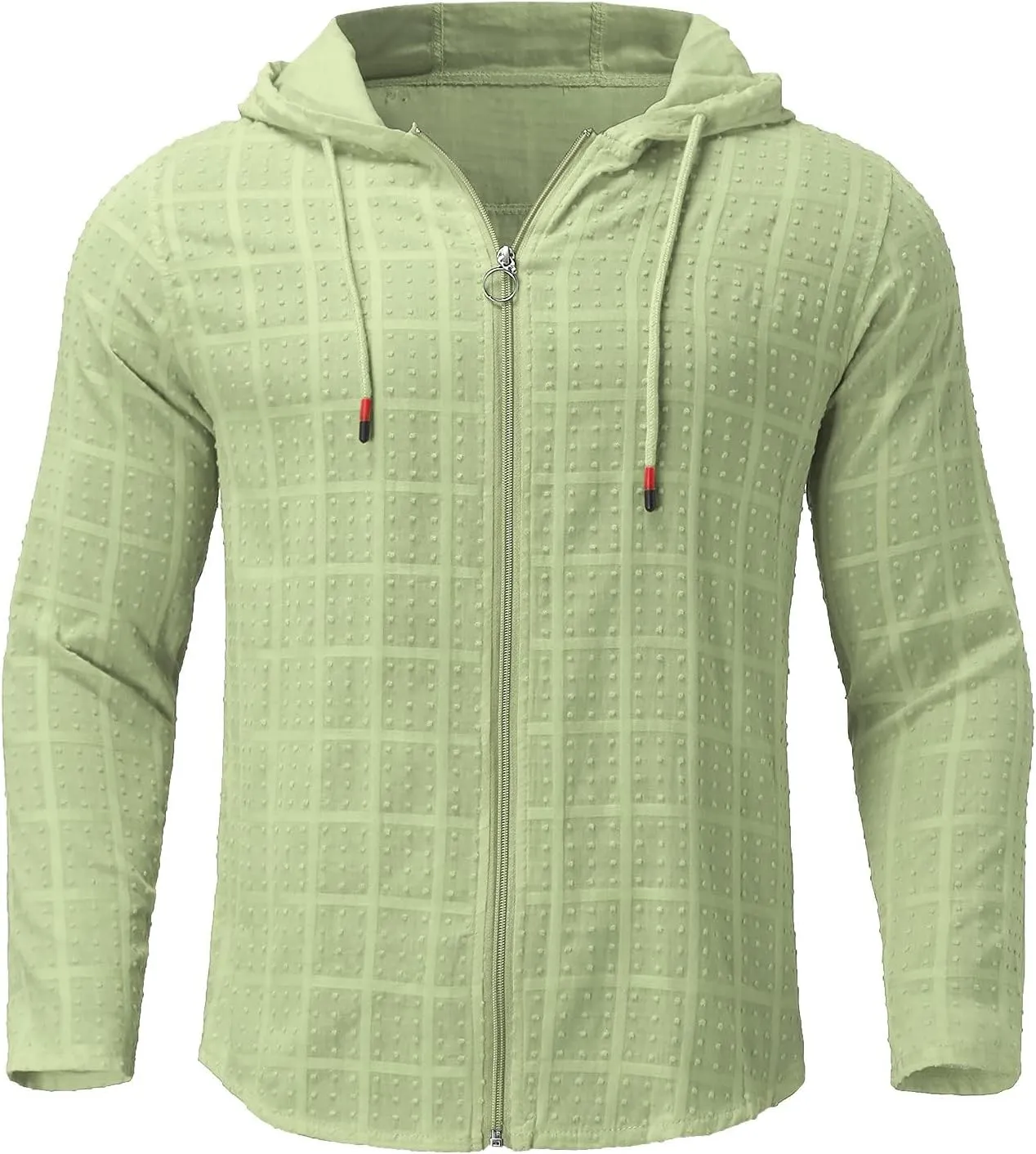 Mens Lightweight Summer Shirts Hooded Sweatshirts Zip Up Solid Spring Casual Long Sleeve Shirt Tops for Men