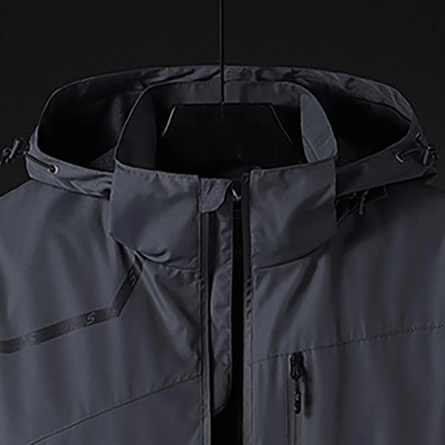 Mens Lightweight Waterproof Hooded Rain Jacket Zip Up Softshell Jacket Hiking Cycling Travel Military Tactical Jacket