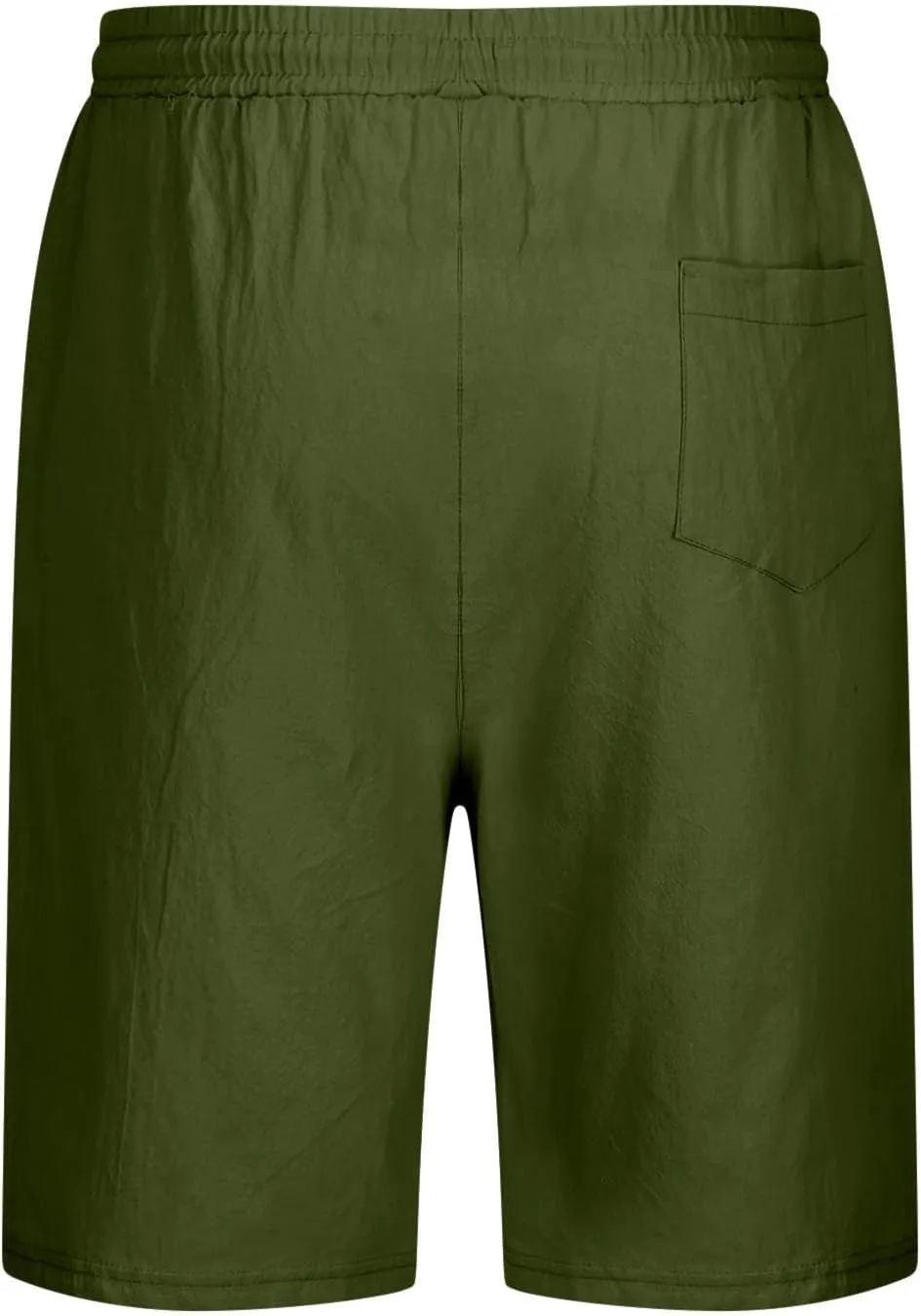 Men's Linen Shorts 11 Inch Inseam Flat Front Shorts with Pockets Lightweight Drawstring Elastic Waist Shorts Summer Shorts