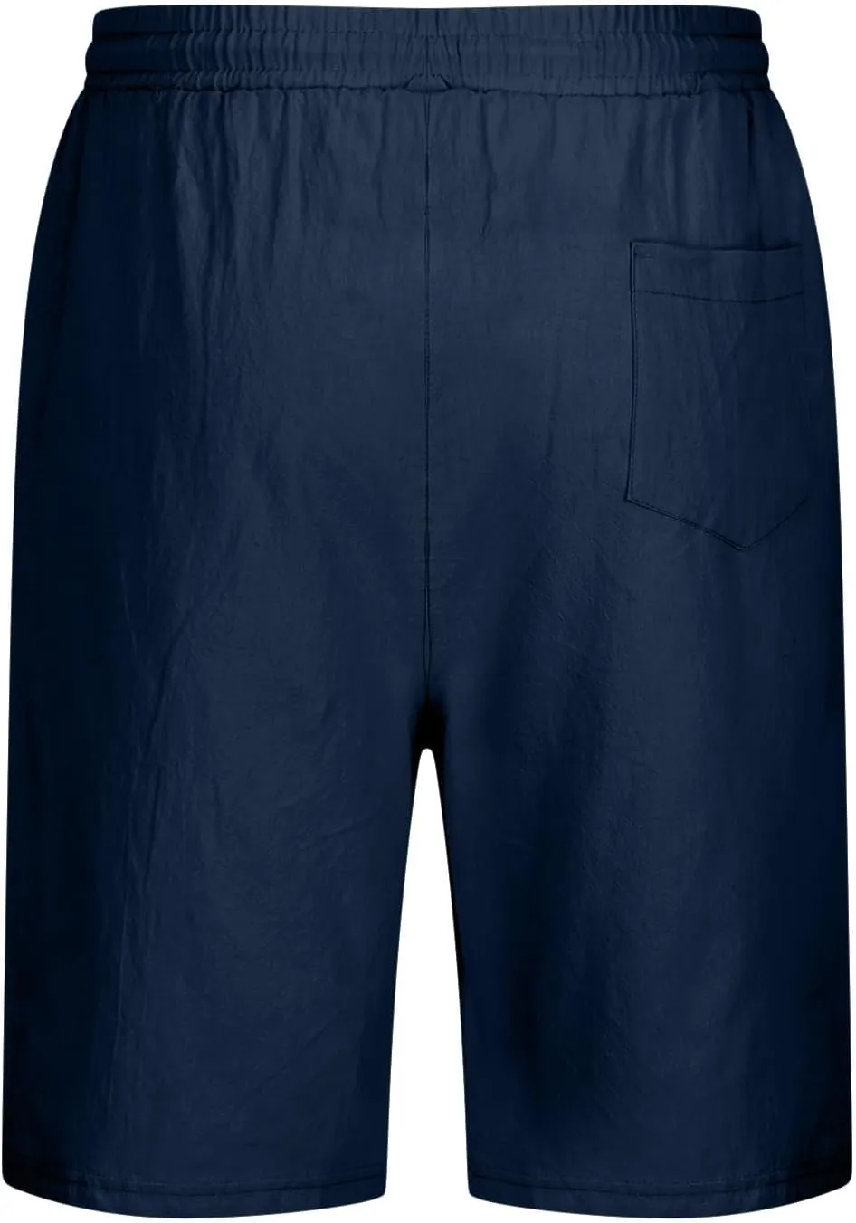 Men's Linen Shorts 11 Inch Inseam Flat Front Shorts with Pockets Lightweight Drawstring Elastic Waist Shorts Summer Shorts