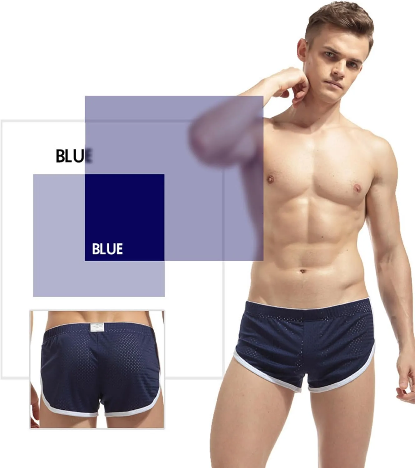 Mens Mesh Booty Short Lounge Running Sexy Casual Home Sleep Beach 3 Inch