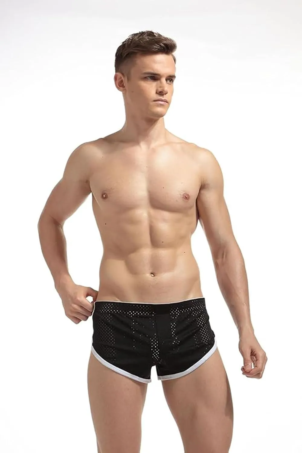 Mens Mesh Booty Short Lounge Running Sexy Casual Home Sleep Beach 3 Inch