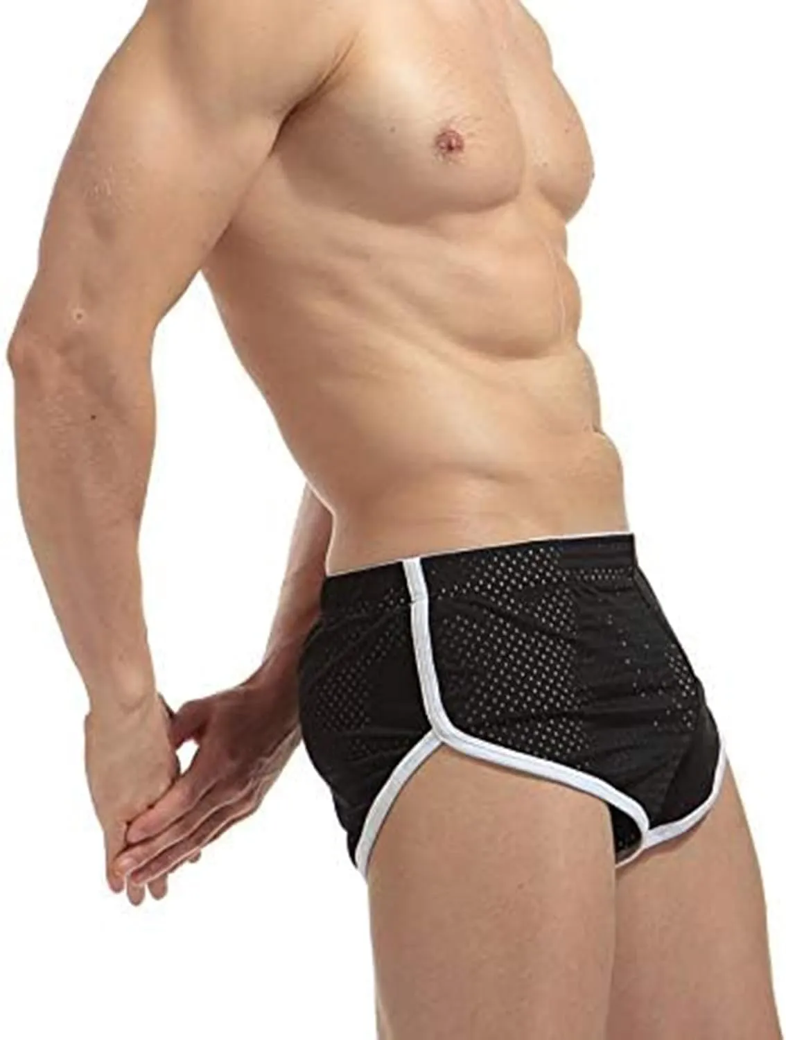 Mens Mesh Booty Short Lounge Running Sexy Casual Home Sleep Beach 3 Inch