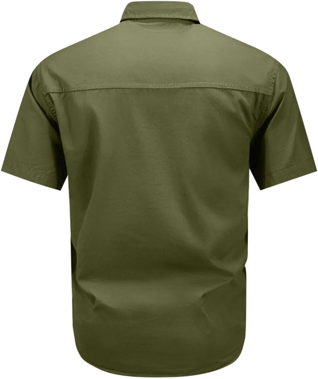 Mens Military Tactical Uniform Shirts Ripstop Lightweight Breathable Loose Fit Work Shirt Button Hiking Fishing Shirt