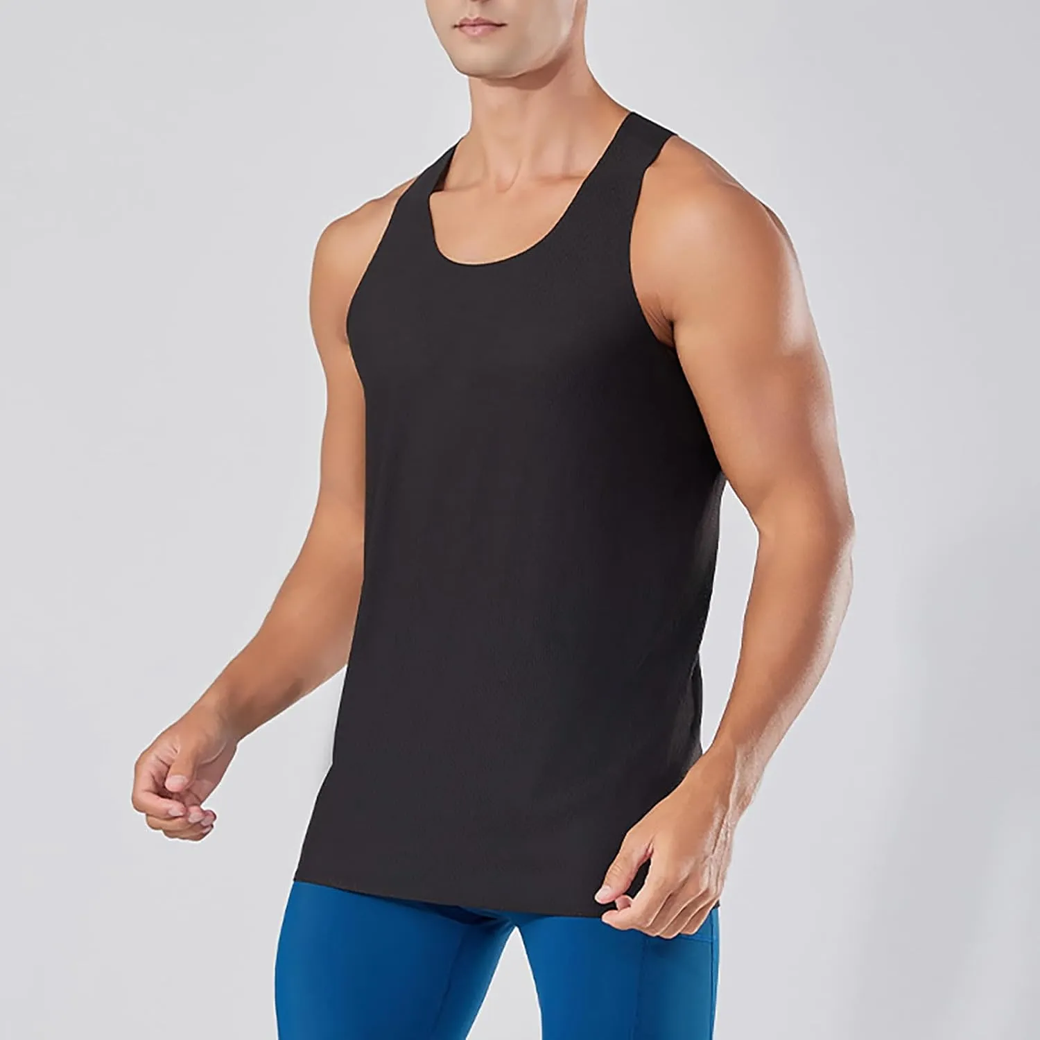 Men's Muscle Cut Shirts Quick Dry Breathable Sleeveless Tank Tops Lightweight Athletic Bodybuilding Gym Workout Shirt