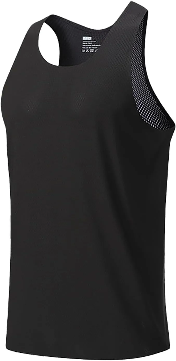 Men's Muscle Cut Shirts Quick Dry Breathable Sleeveless Tank Tops Lightweight Athletic Bodybuilding Gym Workout Shirt