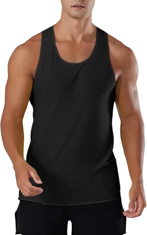 Men's Muscle Cut Shirts Quick Dry Breathable Sleeveless Tank Tops Lightweight Athletic Bodybuilding Gym Workout Shirt