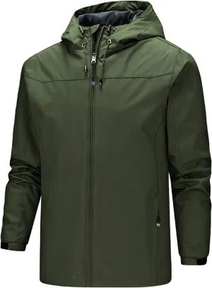 Mens Packable Rain Jackets Windproof Waterproof Lightweight Shell Raincoat with Detachable Hood for Hiking Running