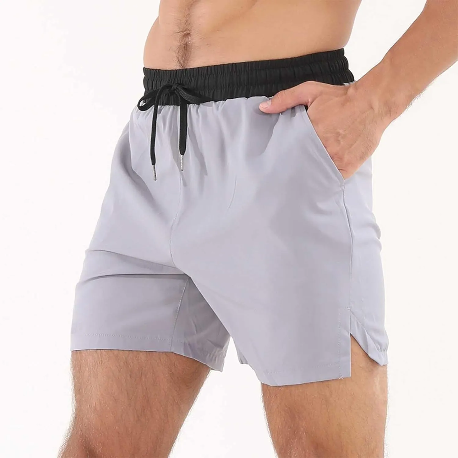Men's Quick Dry Mesh Shorts with Pockets Running Gym Breathable Lightweight Shorts Elastic Waist Shorts Beach Trunks